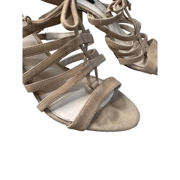 Alfani Prima Jaqui F39382 Brown Strappy Suede Block Heels‎ Size 8 - Picture 2 of 7